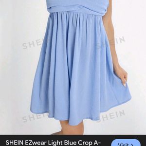 SHEIN EZwear Light Blue Crop A Line Dress (Dupe)