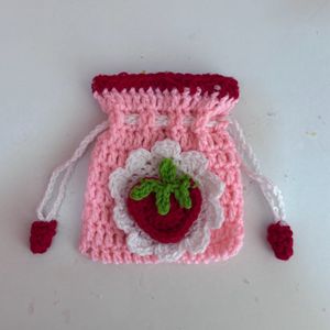 Crochet Strawberry Pouch!!