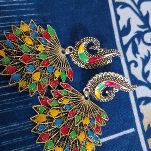 Peacock Design Multicolour Earrings 🦋😻