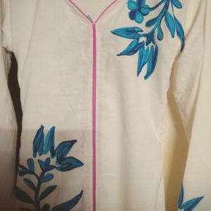 White Floral Kurta