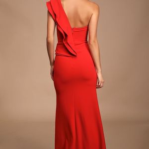 Red Asymmetrical Gown -Shein