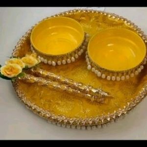 Decorative Thali For Mahendi , Haldi ,And Ring