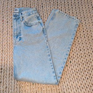 Blue straight jeans on sale