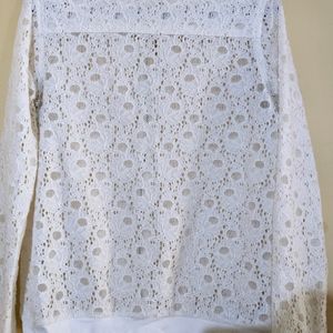 Classy White Lace Crochet Jacket