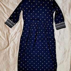 Blue Nyra Cut Embroidery Kurti Set