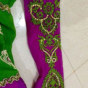 Green Purple Wedding Long Frock 💚💜