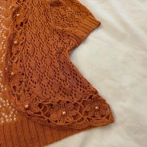 Orange Crochet Shrug Top