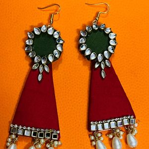 New Party Wear Earrings Colour Madhi & Red