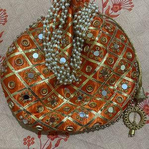 Partywear Bag With Golden Stones