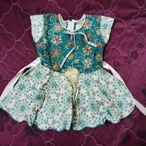 🎍Sea Green Colour Cute Baby Frock🎍