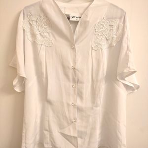 Korean White Free Size Tops