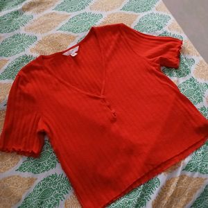 Red V-Neck H&M Top