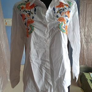 White Vintage Shirt With Floral Design