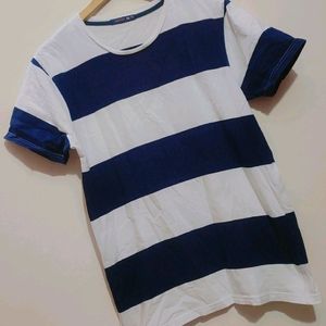 Navy Blue & White T-shirt For Boy & Men 36 Chest