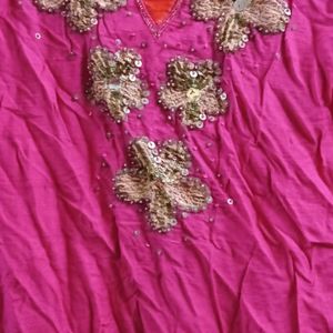 Beautiful Pink Dress With Handwork Beads