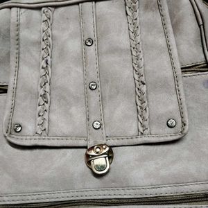 Beige Colour Leather Backpack