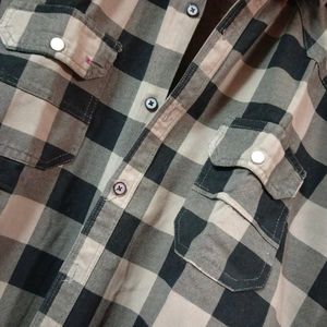 A Checkered Black And white Shirt With Full Sleeve