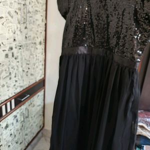 Women Sexy Black Sequence Work Gown Maxi Dress