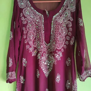 Mirror Work Chikankari Kurti