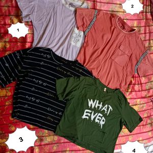 4 Regular & Crop Tshirts (Women)