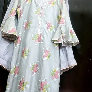 Silver Kurta Plazo Set Without Dupatta For 38 Bust