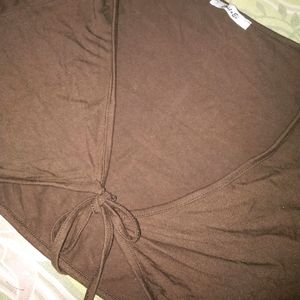 Brown Crop Tie Up Shrug, Xs Size