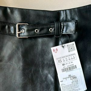 ZARA Faux Leather Belted Skort!