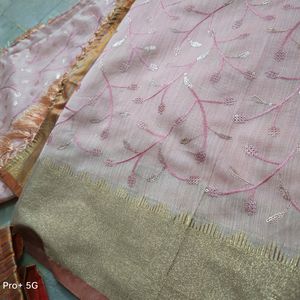 Embroidery Work Sarees With Designer Blouse