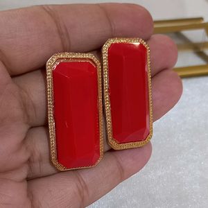 Party Wear Red Earrings (Set Of 2)