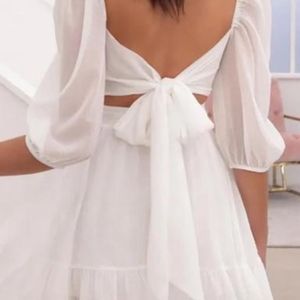 Street Style Store Trending White Dress Tie Up