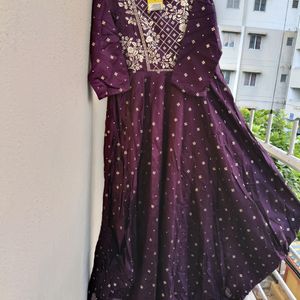 Wine Colour Ethnic Gown