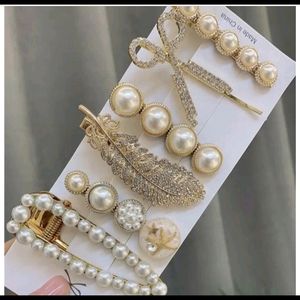 6 Pc Pearl Barrettes Women Pin Korean Style