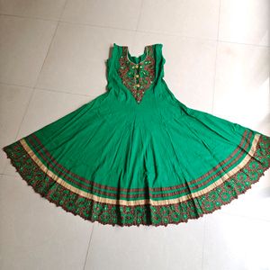 Green Colour Wedding Gown With Work