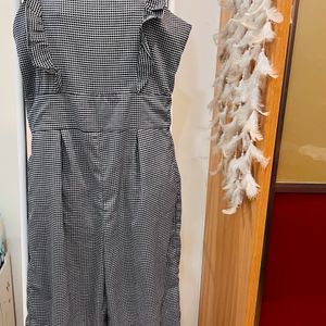 Checked Print Jumpsuit Grey Color Casual Wear