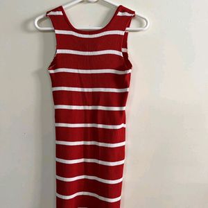 red& white striped bodycon dress