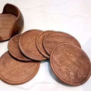 New WoodenTea Coasters Set Of 6 Antique