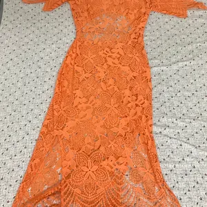 Orange Lace Back-cut Dress