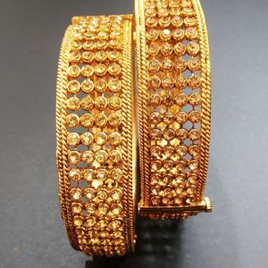 SET OF 2 - ETHNIC GOLDEN STONE BRACELET BANGLES