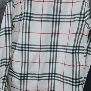 White Colour Winter Checked Shirt For Mens