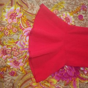 Red Tie Front Frill Sleeve & A Crop Top