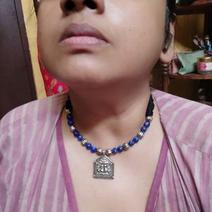 Original Lapis Lazuli And German Silver Choker