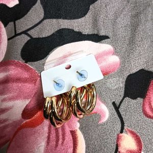 3 Pairs Golden Earrings