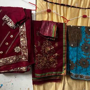 3 Saree With Blouses