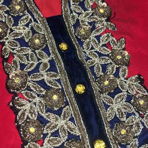 Velvet Design Suit With Gold Work