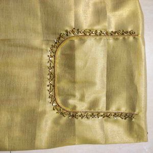 Trending Design Golden Aari Blouse Material