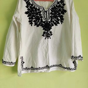 Cotton Chikankari Short Kurti