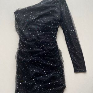 Black Shimmery Body Con Dress