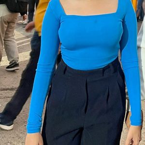 Square Neck Blue Top