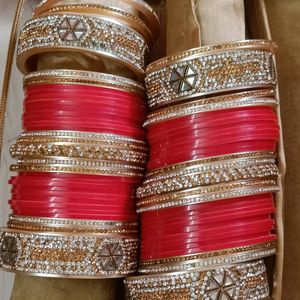 Bridal Chuda Red & Golden . Size 2/6