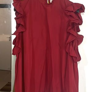 Maroon cold Shoulder Party Wear Top